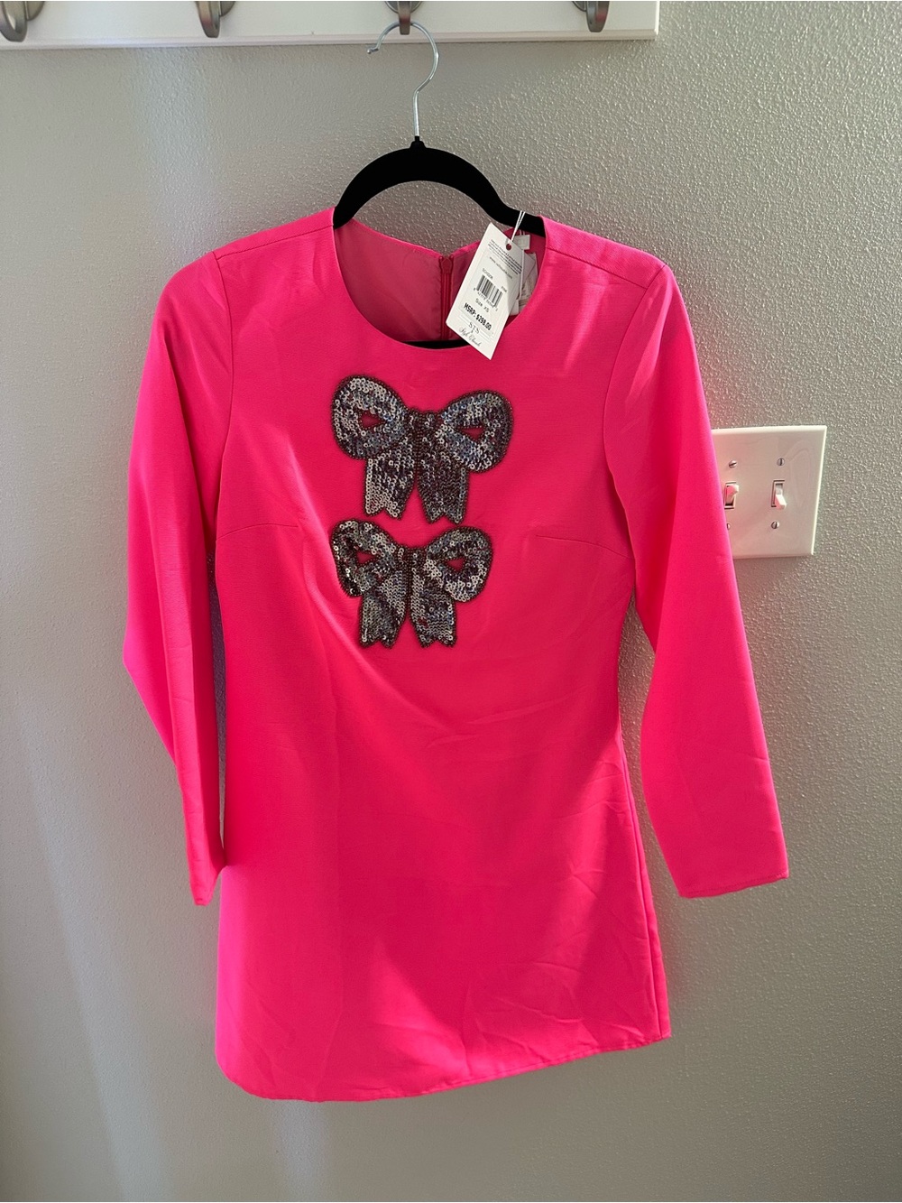 Woman’s Hot Pink Dress with Sequin Bows